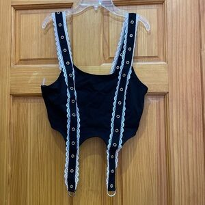 Hot topic garter grommet tape tank XS